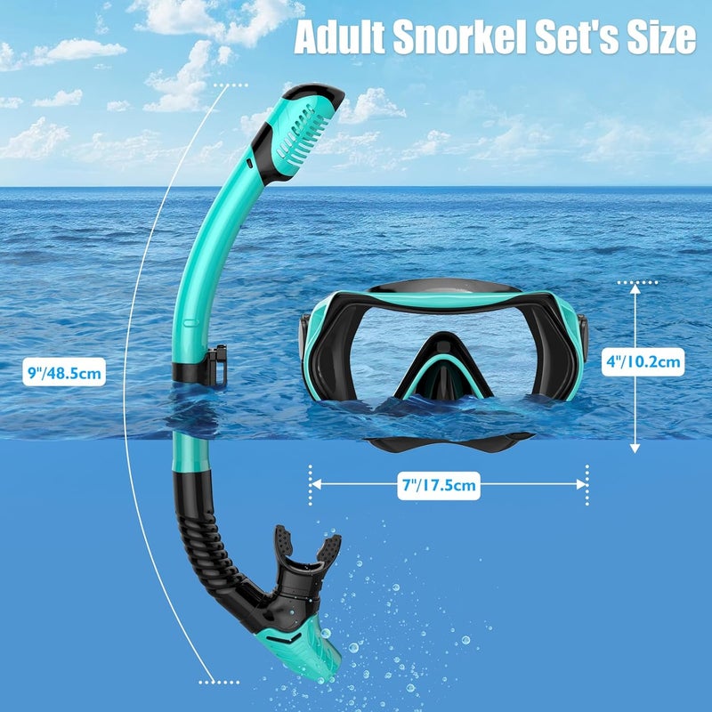 wutrye Snorkeling Gear for Adults, Dry-Top Snorkel Set Scuba Diving mask, Snorkel Mask, Panoramic Anti-Leak Anti-Fog Tempered Glass Lens, Swimming Training Snorkeling Packages - Image 5